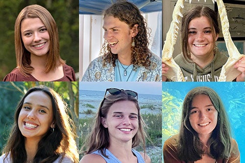 Headshots of the six һҹƵ sophomores who received the Hollings Scholarship in 2024